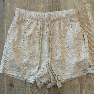 Fashion Nova Beige Crochet High Waist Shorts